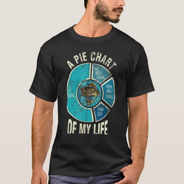 Camiseta Um Gráfico de Pizza da Minha Vida de Pesca (Frente)