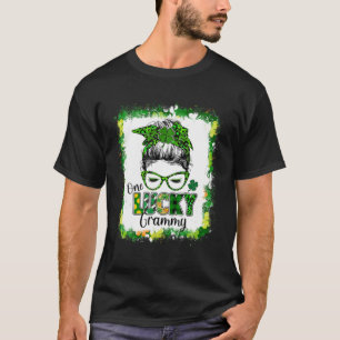 Camiseta Um Grammy de sorte Messy Bun Shamrock Rua D de Pat