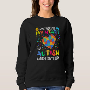 Camiseta um grande pedaço do meu coração tem autismo e ela