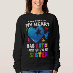 Camiseta Um grande pedaço do meu coração tem autismo e ela 