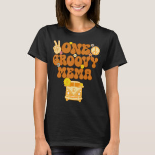 Camiseta Um Groovy Mema Retro Mãe Hippie Aniversário 70