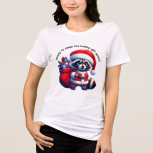 Camiseta Um guaxinim bonito em terno de Papai noel pronto p