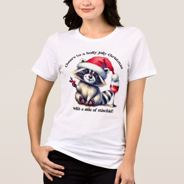 Camiseta Um guaxinim bonito no chapéu de Santa! (Frente)