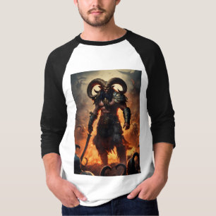 Camiseta Um guerreiro monstro com a cabeça de um ram 1