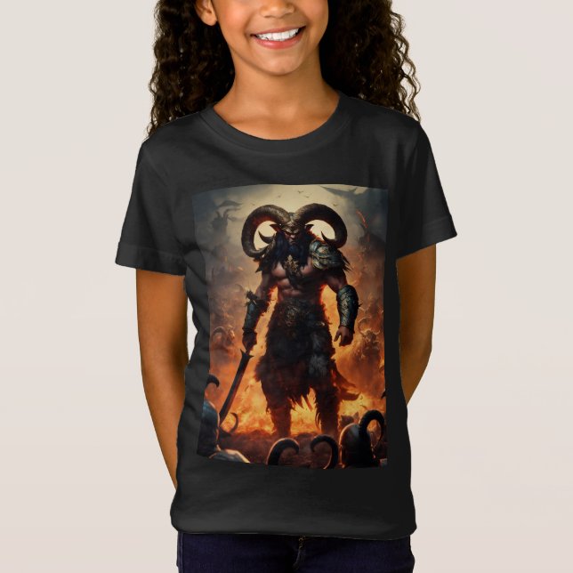 Camiseta Um guerreiro monstro com a cabeça de um ram 1 (Frente)