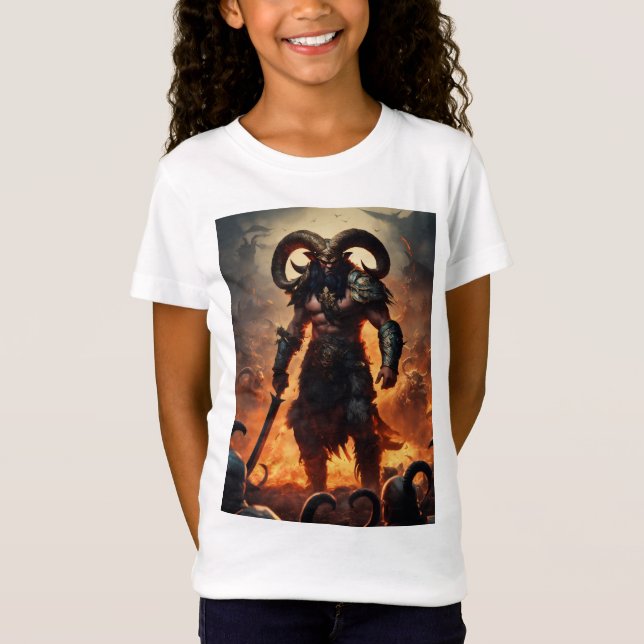 Camiseta Um guerreiro monstro com a cabeça de um ram 1 (Frente)