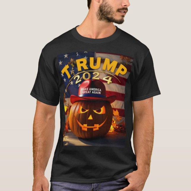 Camiseta Um Halloween Presidencial: Trump 2024 (Frente)