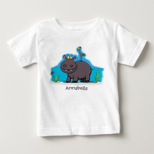 Camiseta Um hipopótamo engraçado bonito com desenhos animad (Frente)