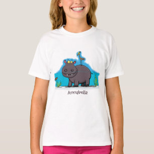 Camiseta Um hipopótamo engraçado bonito com desenhos animad