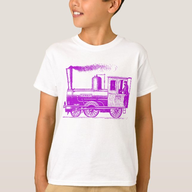 Camiseta Um homem e seu trem - roxo (Frente)