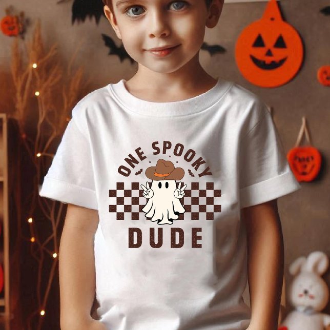 Camiseta Um Homem Louco, Cute Western Cowboy Boo Halloween (One Spooky Dude Cute Western Cowboy Boo Halloween T-Shirt)