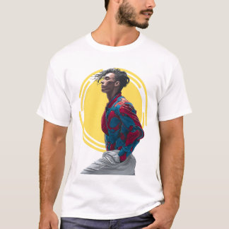 Camiseta Um Homem Moderno em Aplicativo Vibrante, Abstrato