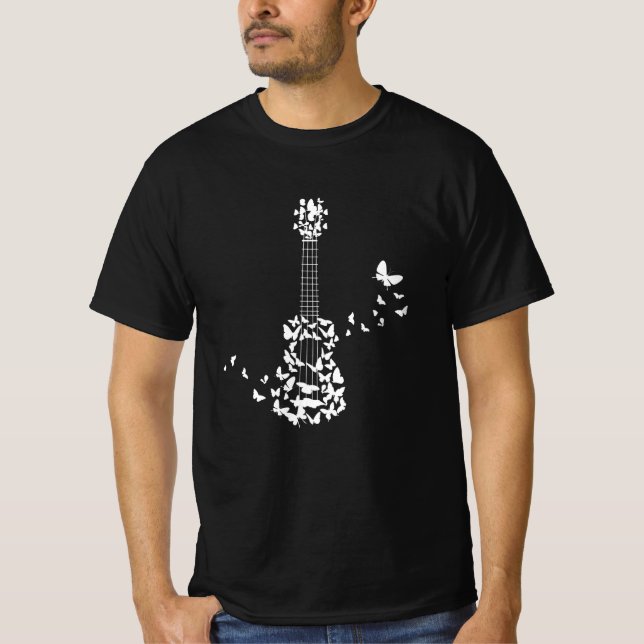 Camiseta Um Instrumento Ukulele De Quatro Cordas Com Bela (Frente)