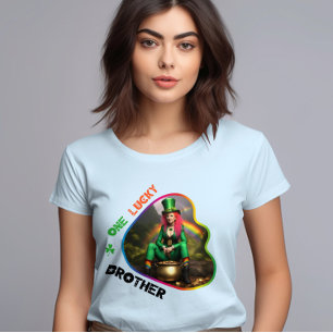 Camiseta Um Irmão Sortudo - Festa de Dança Verde Brilhante