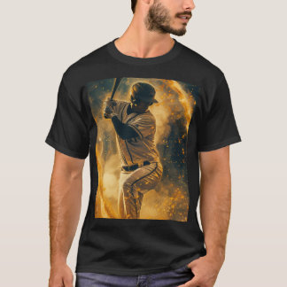Camiseta Um jogador de beisebol em médio. Ele está cercado