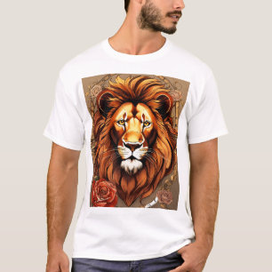 Camiseta Um leão da ONU estragou um horólogo e um rosa na t