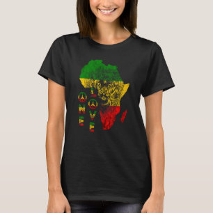 Camiseta Um Leão De Leão Rasta Reggae África Mapa Leão De J