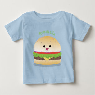 Camiseta Um lindo desenho animado de hambúrguer de kawaii 