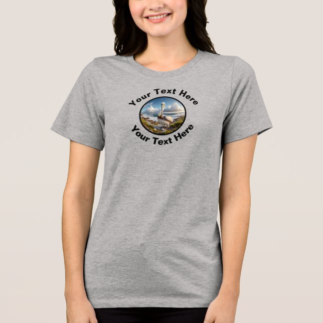 Camiseta Um lindo Pelicano marrom com texto personalizado (Frente)