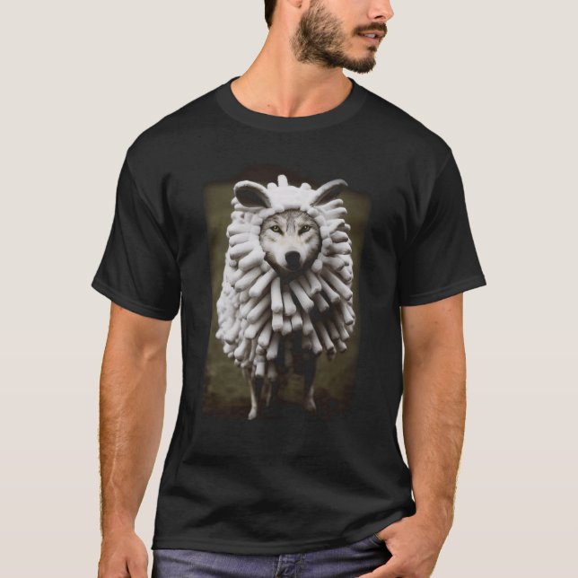 Camiseta Um Lobo Vestindo Uma Feira De Ovinos (Frente)