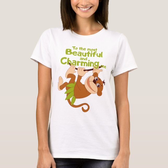 Camiseta Um macaco alegre balançando em um galho (Frente)