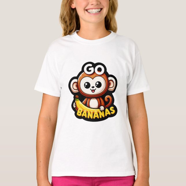 Camiseta Um macaco alegre, Diversão de Banana Vai Bananas!  (Frente)