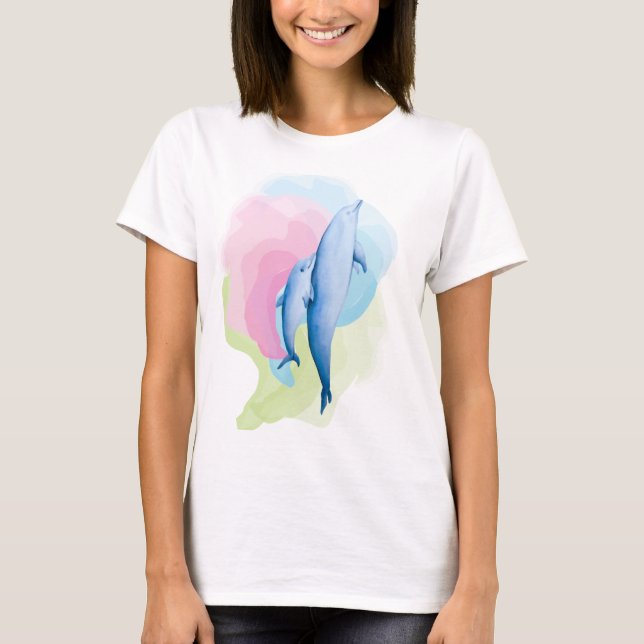 Camiseta Um mar incrível com golfinhos (Frente)