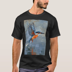 Camiseta Um martim-pescador voando sobre a água, Pássaros e