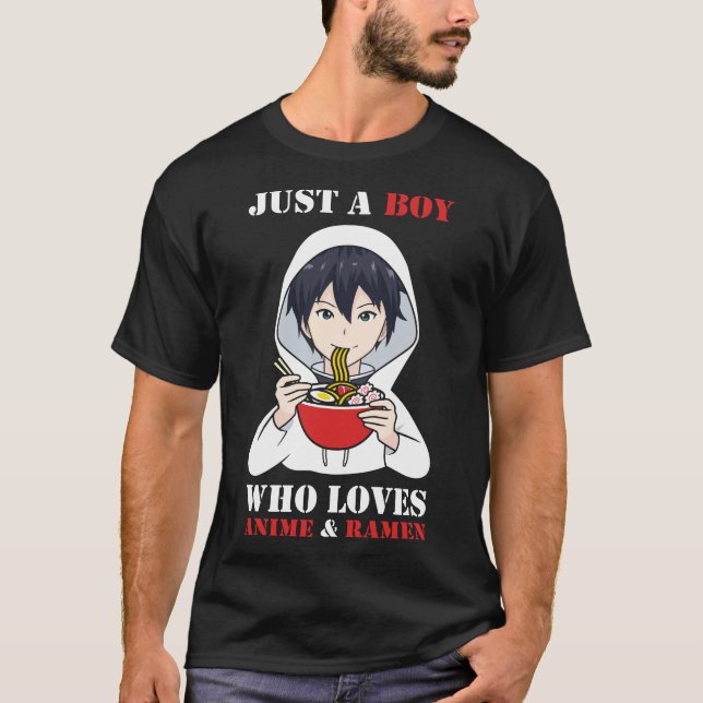 Camiseta Um Menino Que Ama Anime e Ramen (Frente)