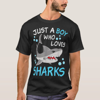 Camiseta Um menino que ama tubarões animal engraçado do oce