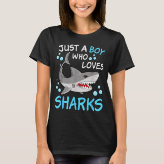 Camiseta Um menino que ama tubarões animal engraçado do oce