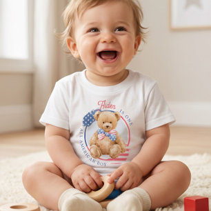 Camiseta Um Menino Totalmente Americano de 1 Ano de Idade