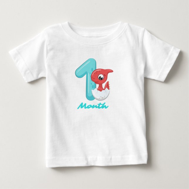 Camiseta Um mês dinossauro fofo (Frente)