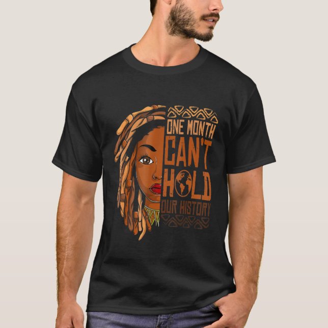 Camiseta Um mês não pode manter nossa história Roupa africa (Frente)