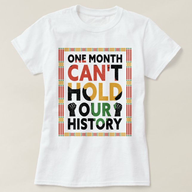 Camiseta Um Mês não pode manter nosso notebook de histórico (Frente do Design)
