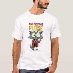 Camiseta Um Momento Por Favor Presente Engraçado do Gato do