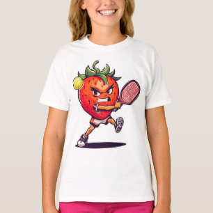 Camiseta Um morango jogando picleball.