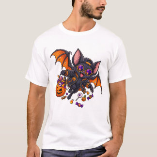 Camiseta Um morcego usando um boné e um casaco bomber.