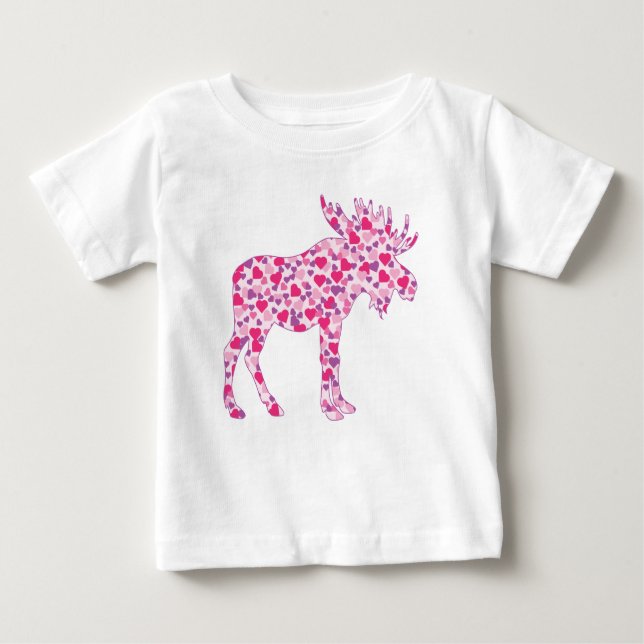 Camiseta Um Moso Cute feito em pequenos corações rosa (Frente)