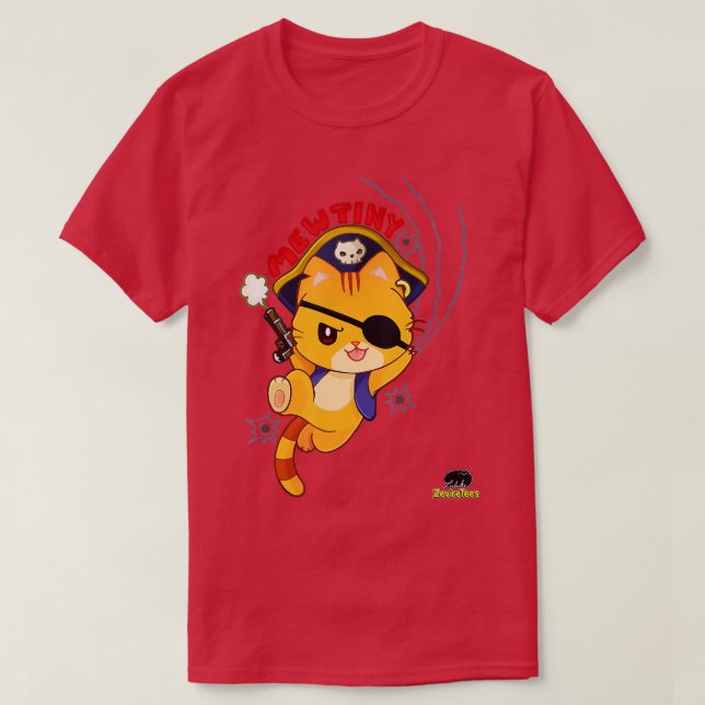 Camiseta Um motim pirata de gato (Frente do Design)