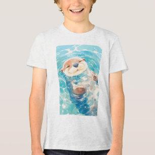 Camiseta Um Mundo Aquático de uma Lontra Fofa