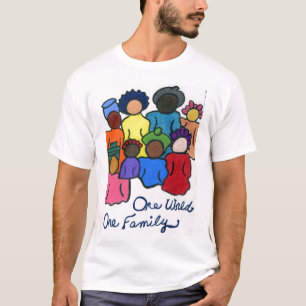 Camiseta Um mundo, uma família, multicultura inter-racial
