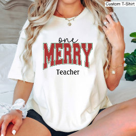 Camiseta Um Natal Alegre Nome da Professora Elegante Branco