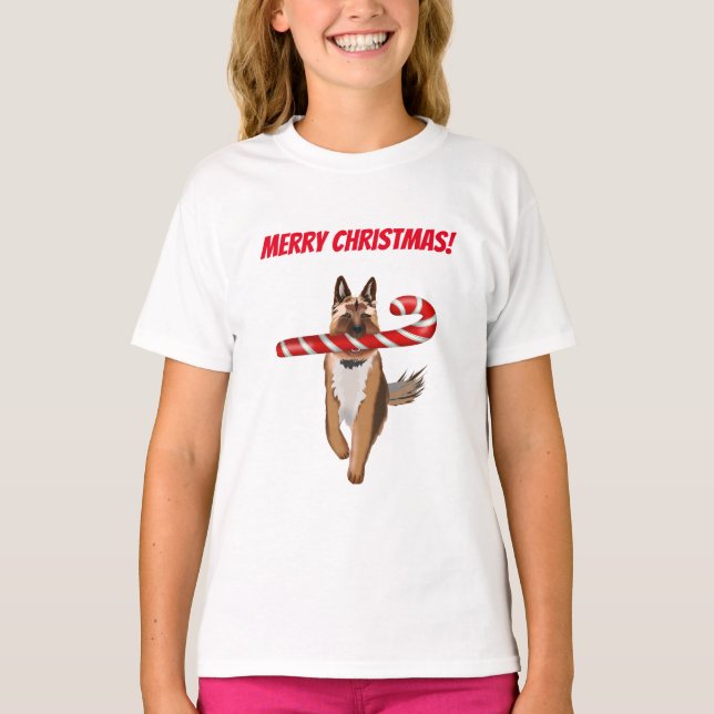 Camiseta Um Natal De Canela Muito German shepherd (Frente)