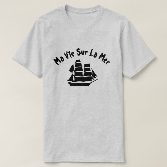 Camiseta Um navio à vela com texto Mãe (Frente do Design)