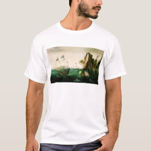 Camiseta Um navio mercante holandês fora de uma costa