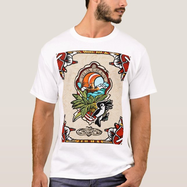 Camiseta Um nó no estilo tradicional da tatuagem flash. (Frente)
