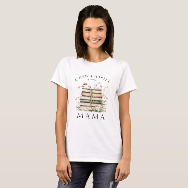 Camiseta Um novo capítulo inicia o Chá de fraldas da mamãe (Frente Completa)