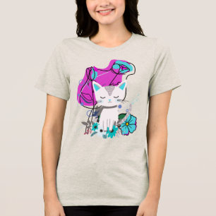 Camiseta Um novo design de amante de gato colorido da moda