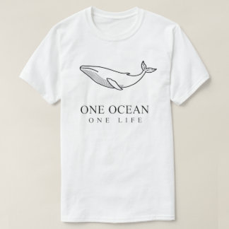 Camiseta *Um Oceano Uma Vida - Arte Minimalista de Baleia e